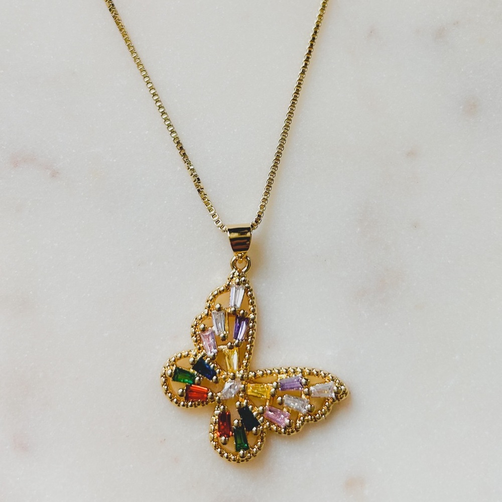🎉HP🎉CZ Rainbow Butterfly Necklace | 14k Gold Filled